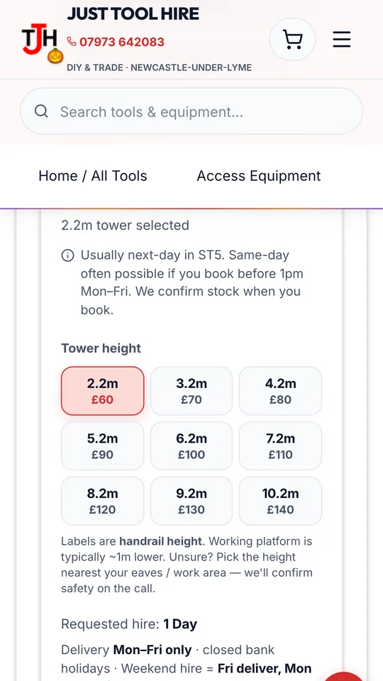 Choosing a scaffold tower height and price